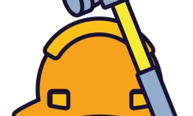 helmet protection with hammer tool vector illustration design