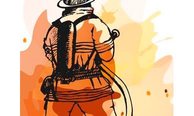 stock vector firefighter with a hose sign illustration great for any fire safety design mcminnville high school